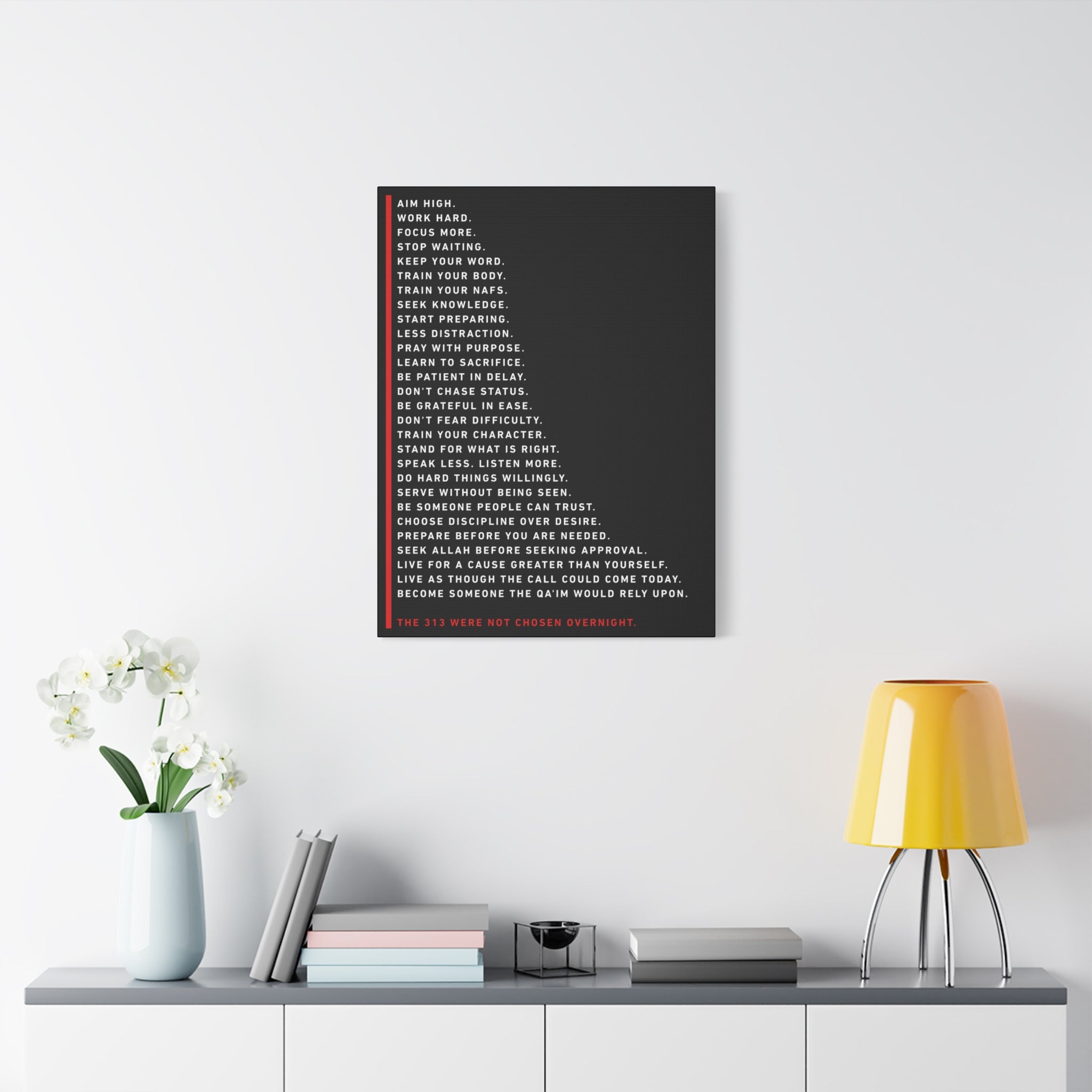 Motivational Military Creed Canvas Print — “The 313 Were Not Chosen Overnight”