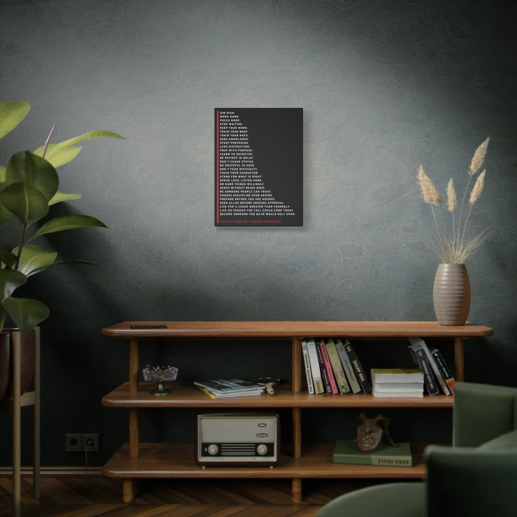 Motivational Military Creed Canvas Print — “The 313 Were Not Chosen Overnight”