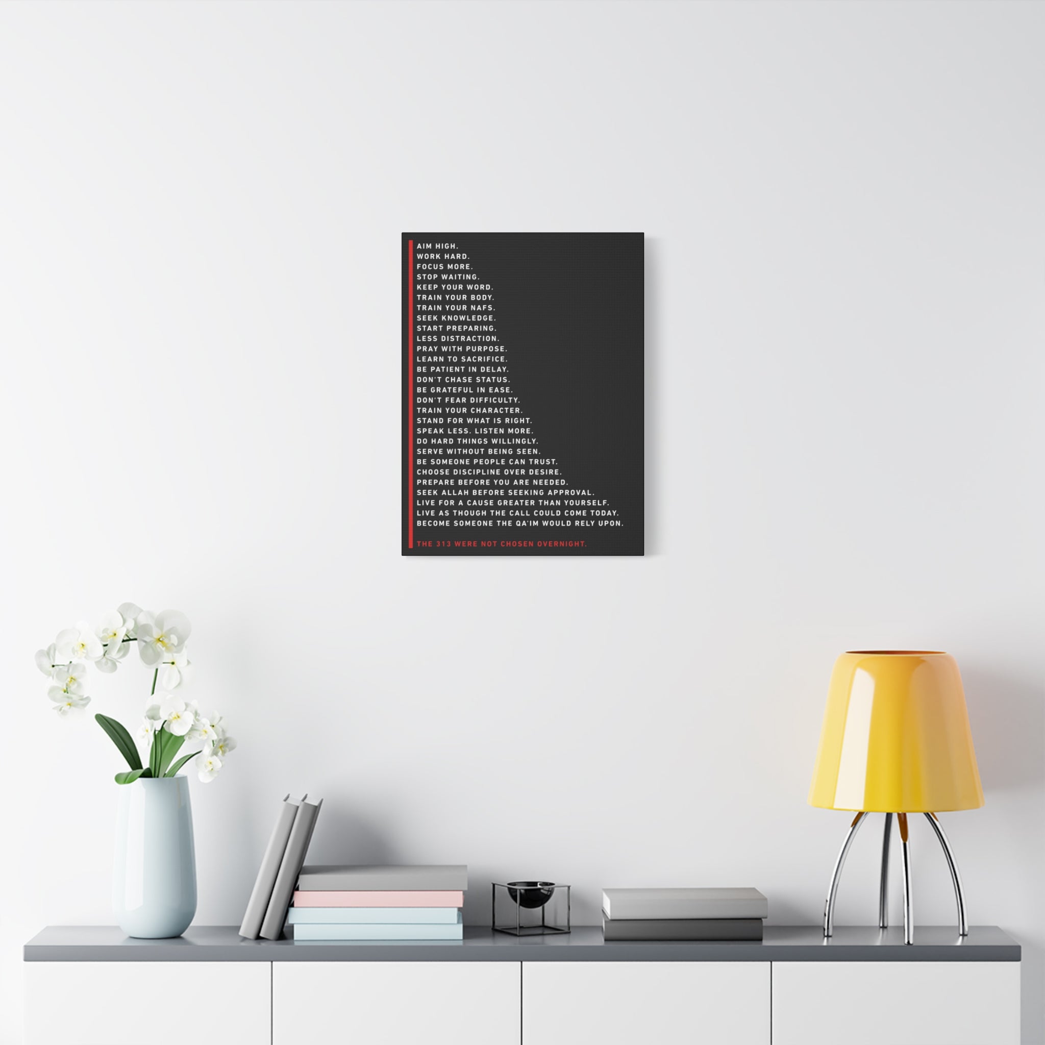 Motivational Military Creed Canvas Print — “The 313 Were Not Chosen Overnight”